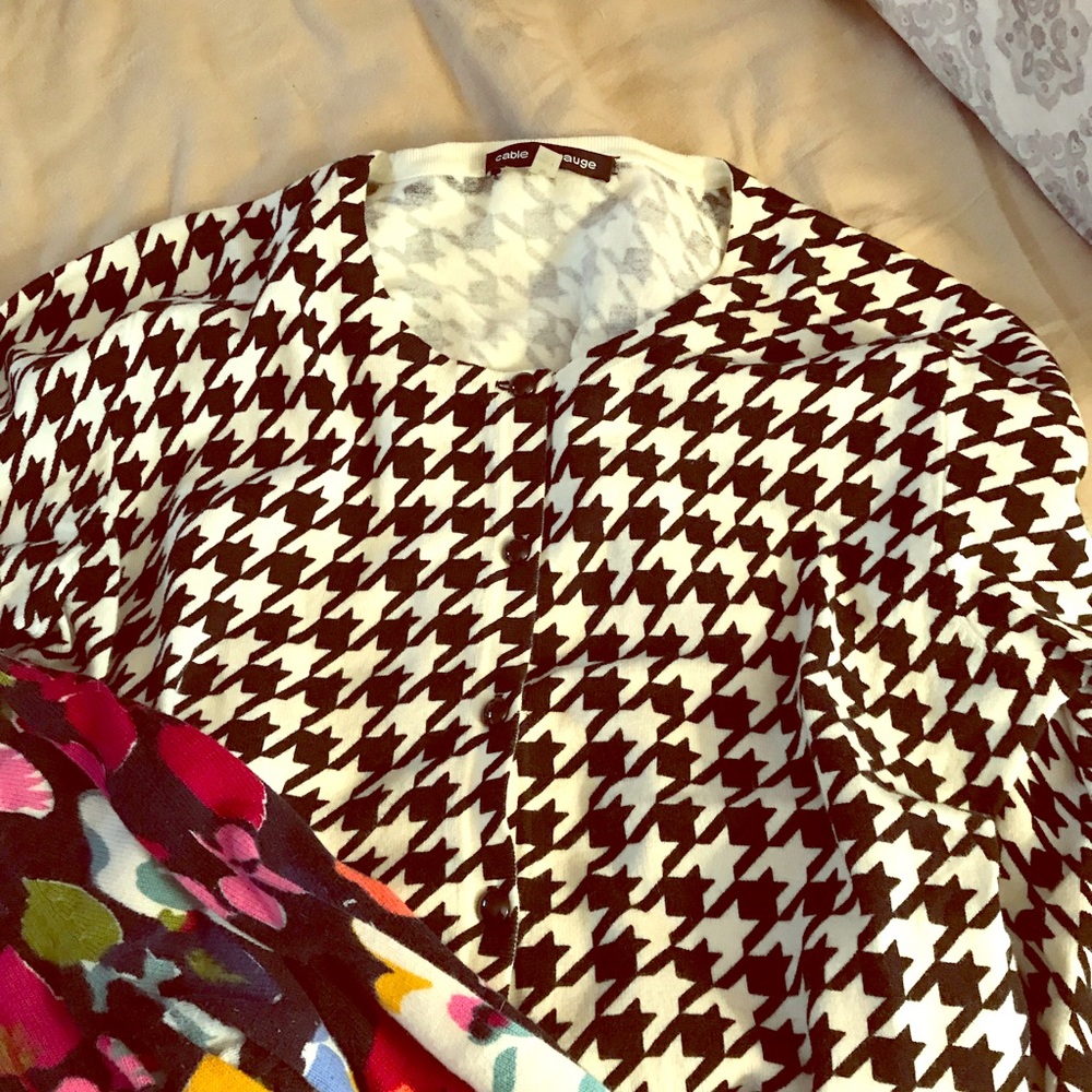 Houndstooth cardigan sweater